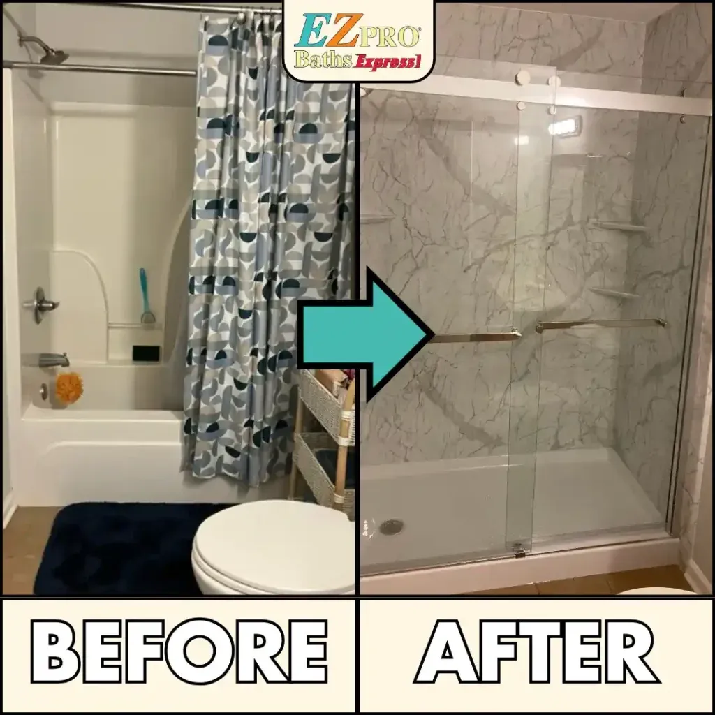 Before After tub to shower conversion
